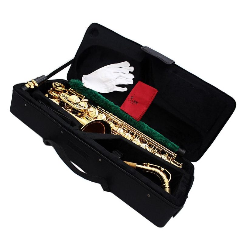 Woodwinds |   Deluxe Eb Alto Saxophone: Brass, Carved Pattern, Complete Set Golden Musical Instruments Golden