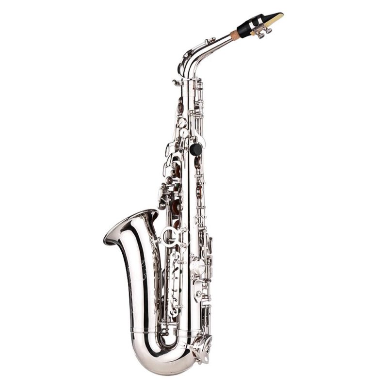 Woodwinds |   Deluxe Eb Alto Saxophone: Brass, Carved Pattern, Complete Set Silver Musical Instruments Silver