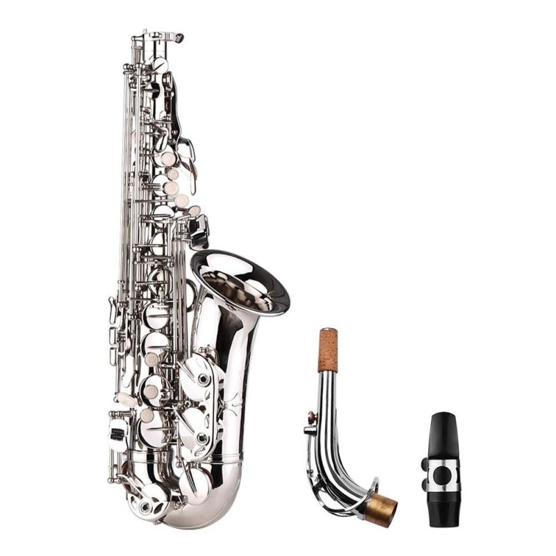 Woodwinds |   Deluxe Eb Alto Saxophone: Brass, Carved Pattern, Complete Set Silver Musical Instruments Silver