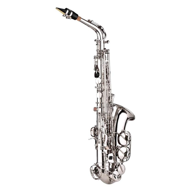 Woodwinds |   Deluxe Eb Alto Saxophone: Brass, Carved Pattern, Complete Set Silver Musical Instruments Silver