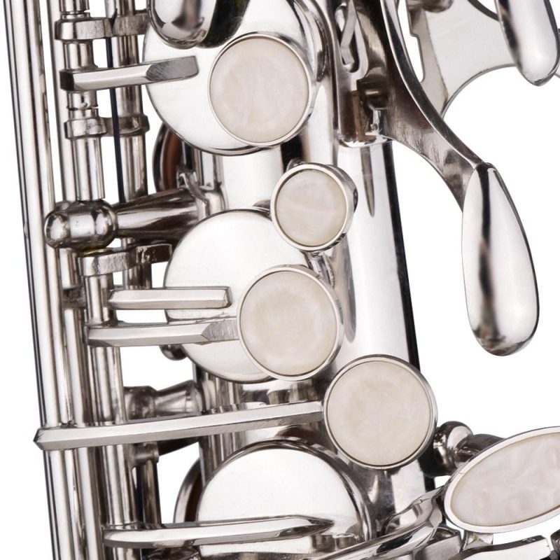 Woodwinds |   Deluxe Eb Alto Saxophone: Brass, Carved Pattern, Complete Set Silver Musical Instruments Silver