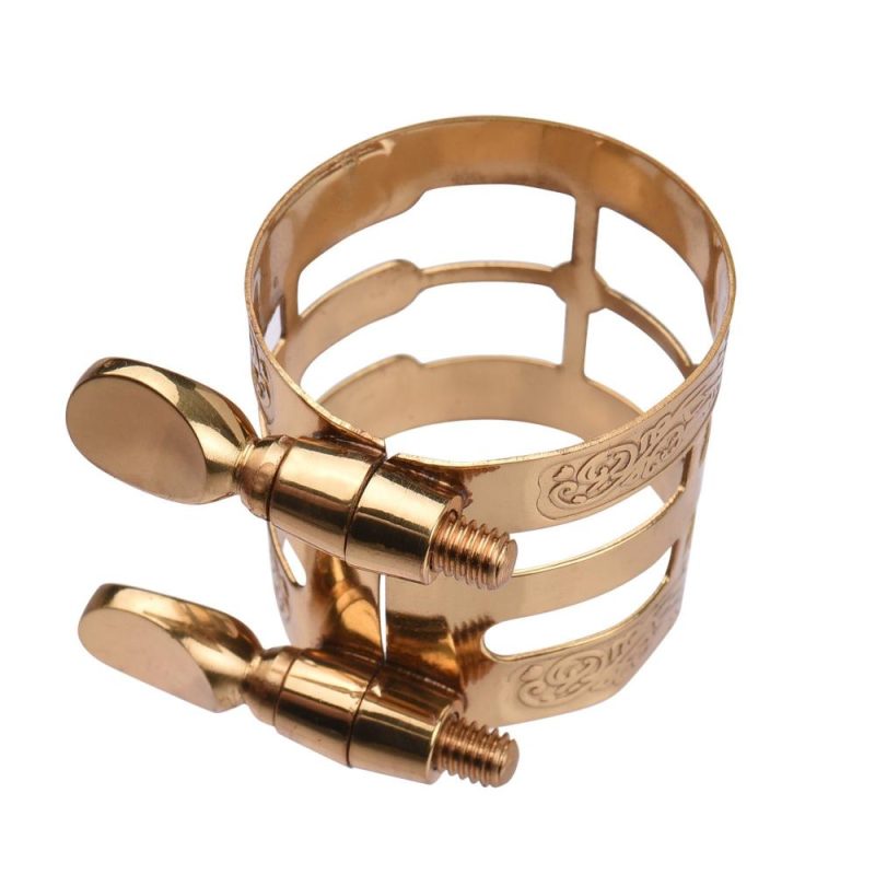 Woodwinds |   Double Screw Adjustment Saxophone Ligature Compact Durable Sax Ligature for Alto Saxophone Gold Musical Instruments Gold