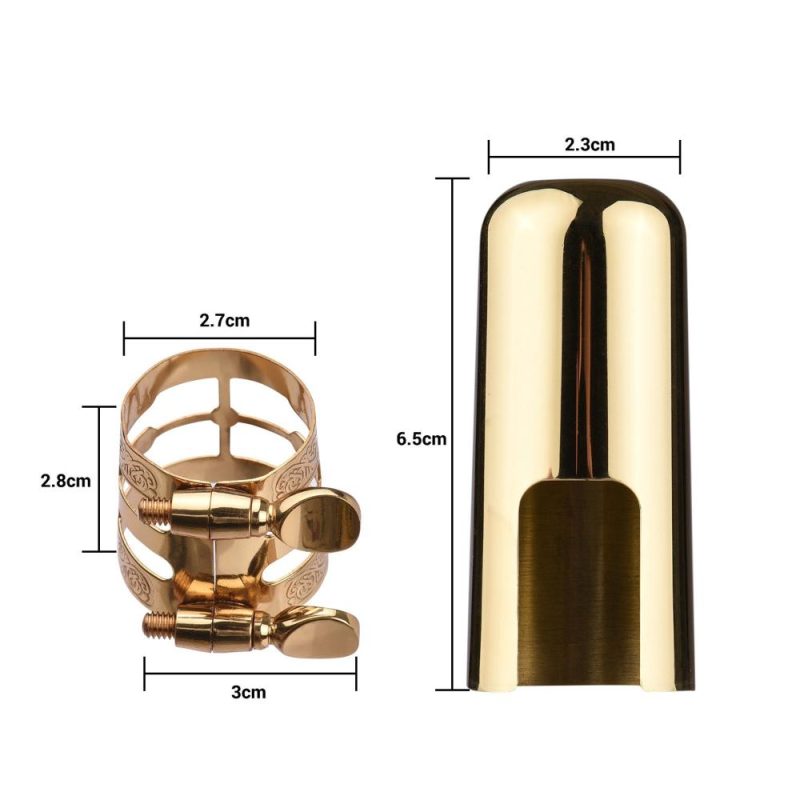 Woodwinds |   Double Screw Adjustment Saxophone Ligature Compact Durable Sax Ligature for Alto Saxophone Gold Musical Instruments Gold