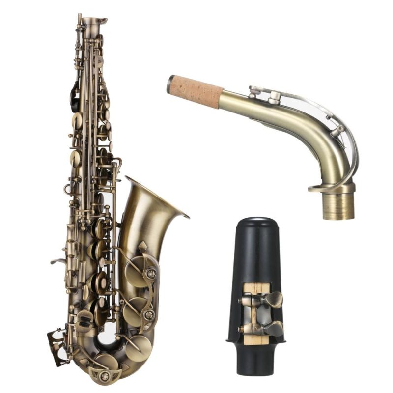 Woodwinds |   E-flat Alto Saxophone Vintage Style Eb Alto Sax Woodwind Instrument Gold Musical Instruments Gold