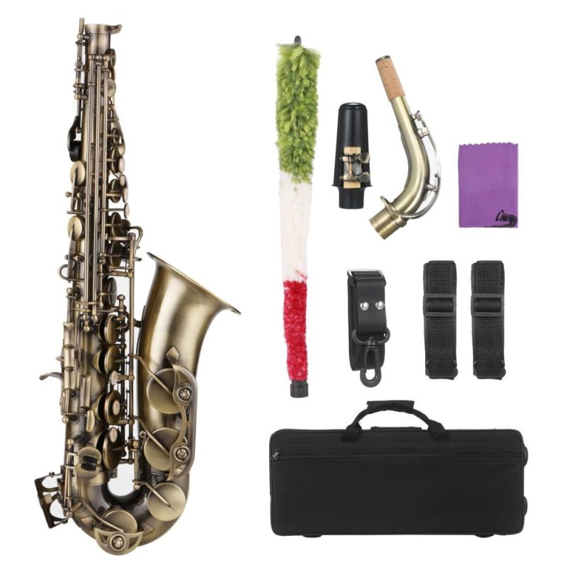 Woodwinds |   E-flat Alto Saxophone Vintage Style Eb Alto Sax Woodwind Instrument Gold Musical Instruments Gold