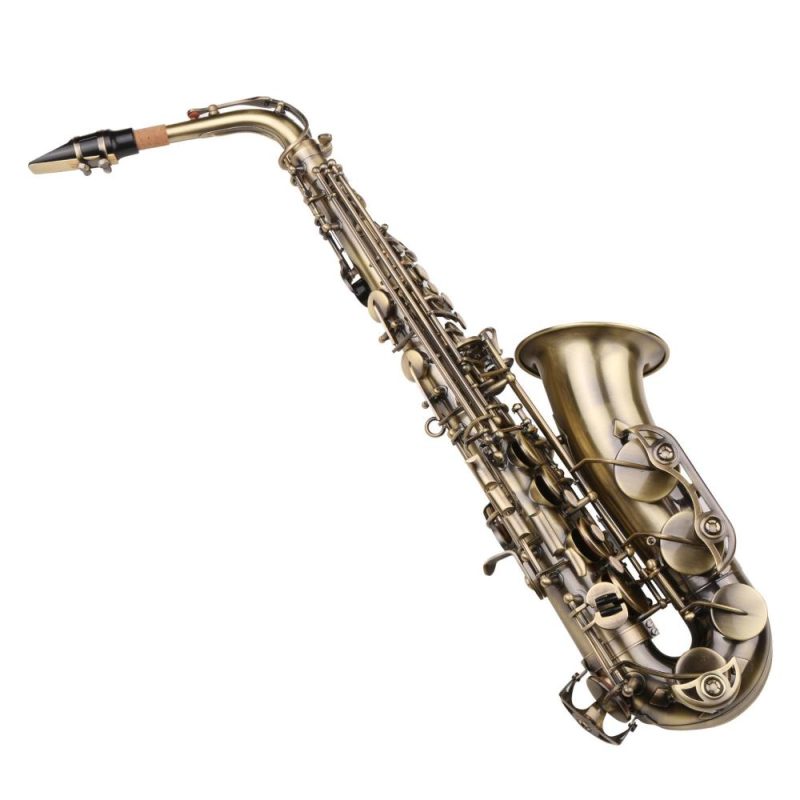 Woodwinds |   E-flat Alto Saxophone Vintage Style Eb Alto Sax Woodwind Instrument Gold Musical Instruments Gold