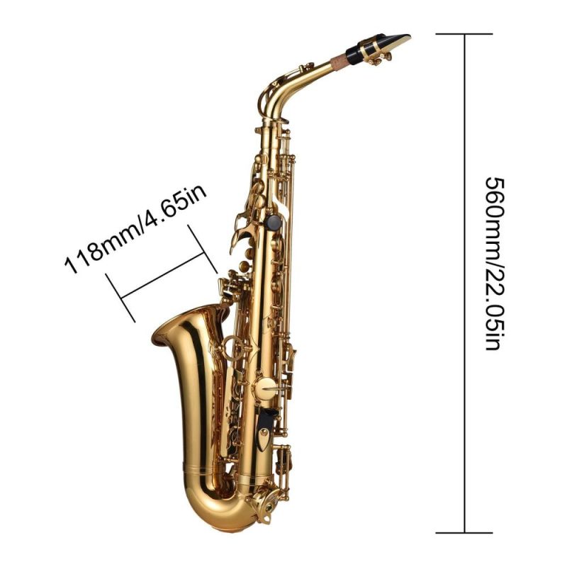 Woodwinds |   Eb Alto Saxophone Brass Lacquered Alto Sax Gold Musical Instruments Gold