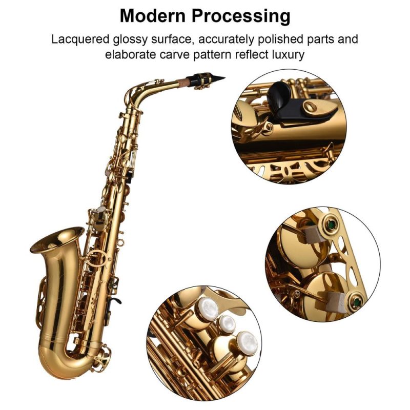 Woodwinds |   Eb Alto Saxophone Brass Lacquered Alto Sax Gold Musical Instruments Gold