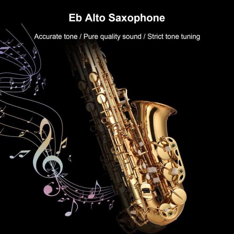 Woodwinds |   Eb Alto Saxophone Brass Lacquered Alto Sax Gold Musical Instruments Gold