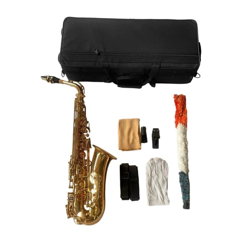 Woodwinds |   Golden Eb Alto Saxophone Sax Brass Body White Shell Keys Woodwind Instrument Golden Musical Instruments Golden