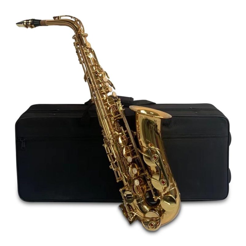 Woodwinds |   Golden Eb Alto Saxophone Sax Brass Body White Shell Keys Woodwind Instrument Golden Musical Instruments Golden