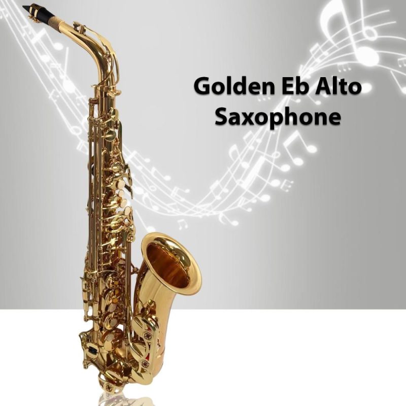 Woodwinds |   Golden Eb Alto Saxophone Sax Brass Body White Shell Keys Woodwind Instrument Golden Musical Instruments Golden