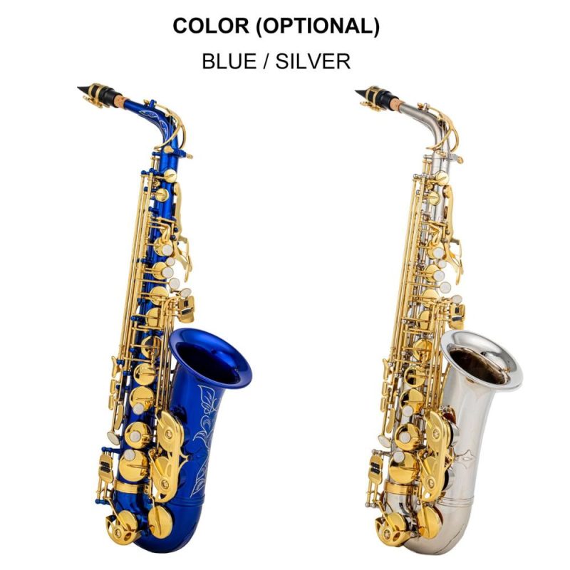 Woodwinds |   High-Quality Brass Eb Alto Saxophone E Flat Sax 802 Key Type Silver Musical Instruments Silver