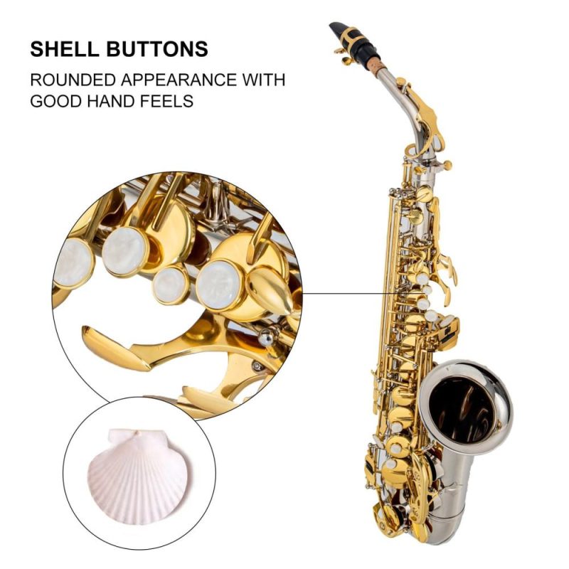 Woodwinds |   High-Quality Brass Eb Alto Saxophone E Flat Sax 802 Key Type Silver Musical Instruments Silver