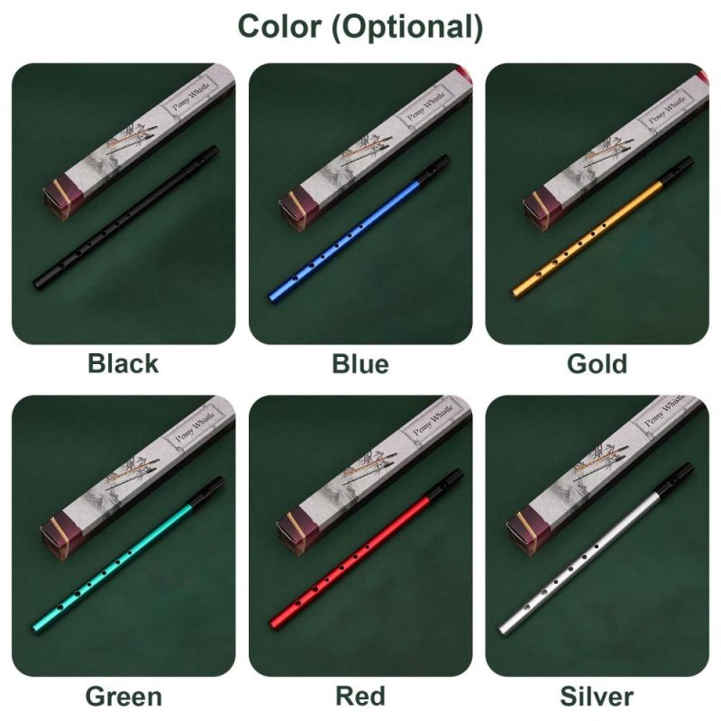 Woodwinds |   Irish Whistle C Key 6-hole Key of C 6 Holes Flute Penny Whistle Tin Whistle Black Musical Instruments Black