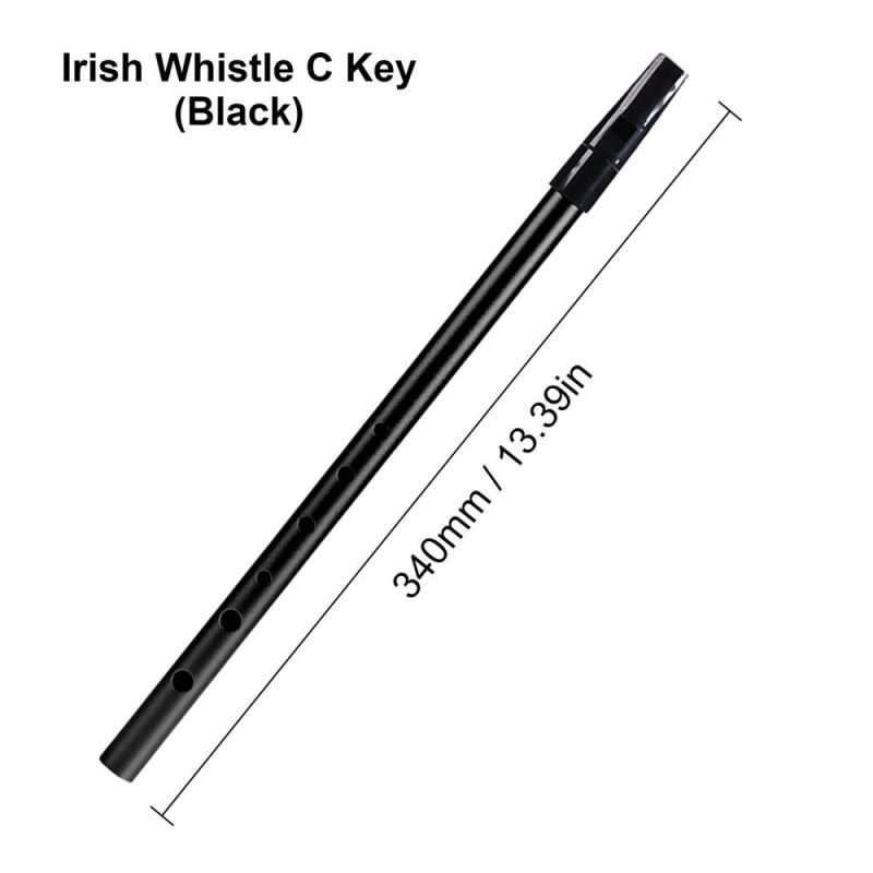 Woodwinds |   Irish Whistle C Key 6-hole Key of C 6 Holes Flute Penny Whistle Tin Whistle Black Musical Instruments Black