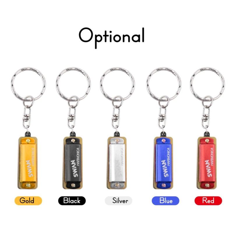 Woodwinds |   Keychain Harmonica 4 Holes 8 Tones Key of C Small Harmonica Hanging Decoration Mini Music Instrument for Beginners Students Gold Musical Instruments Gold