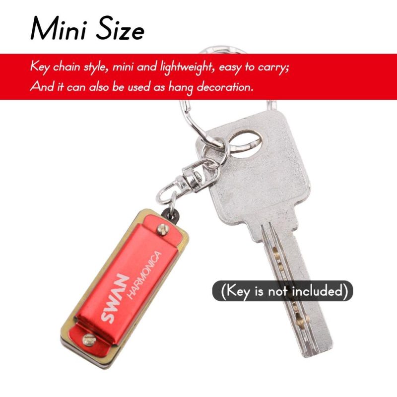 Woodwinds |   Keychain Harmonica 4 Holes 8 Tones Key of C Small Harmonica Hanging Decoration Mini Music Instrument for Beginners Students Red Musical Instruments Red