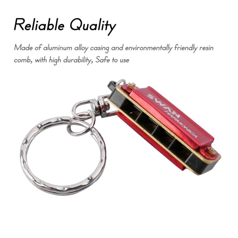 Woodwinds |   Keychain Harmonica 4 Holes 8 Tones Key of C Small Harmonica Hanging Decoration Mini Music Instrument for Beginners Students Red Musical Instruments Red