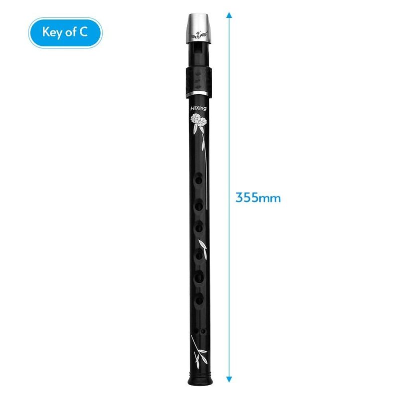 Woodwinds |   Lightweight Irish Whistle Tin Whistle Flute Recorder Instrument C key Black Musical Instruments Black