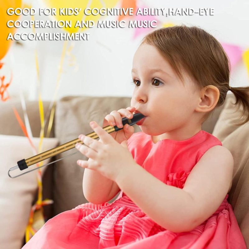 Woodwinds |   Metal Slide Whistle Scale Sliding Flute with Steel Sliding Rod Musical Instrument Toy for Children Kazoo Flute for Parent-Child Games Boys and Girls Party Favors School Prizes Gold Musical Instruments Gold