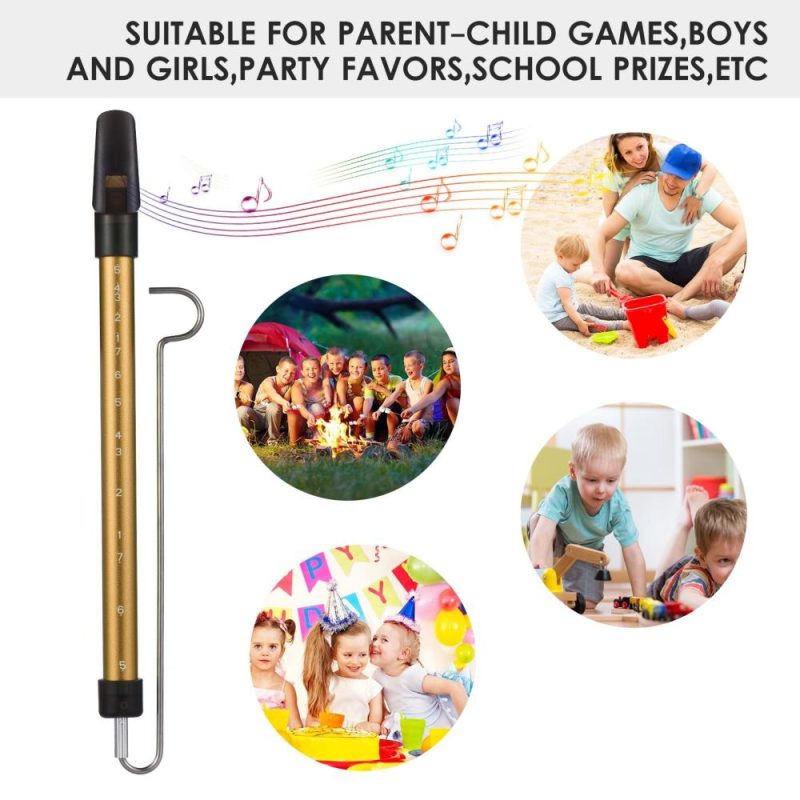 Woodwinds |   Metal Slide Whistle Scale Sliding Flute with Steel Sliding Rod Musical Instrument Toy for Children Kazoo Flute for Parent-Child Games Boys and Girls Party Favors School Prizes Gold Musical Instruments Gold