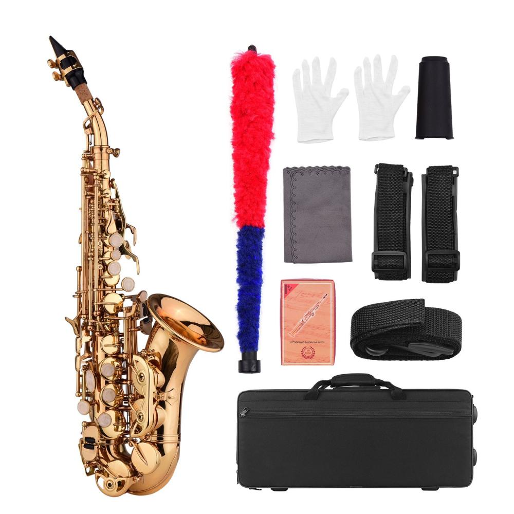 Woodwinds |   Mini Bb Soprano Saxophone Sax with Carry Case Gloves Cleaning Cloth Brush Reeds Sax Strap Gold Musical Instruments Gold