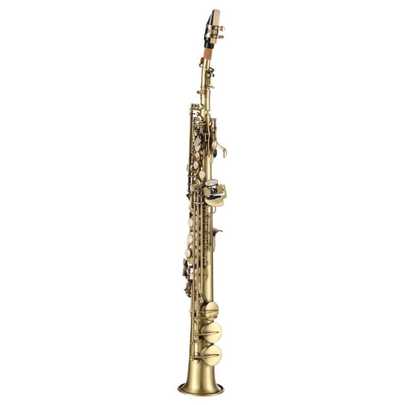 Woodwinds |   Professional Brass Straight Bb Soprano Saxophone Nickel Plated Sax Gold Musical Instruments Gold