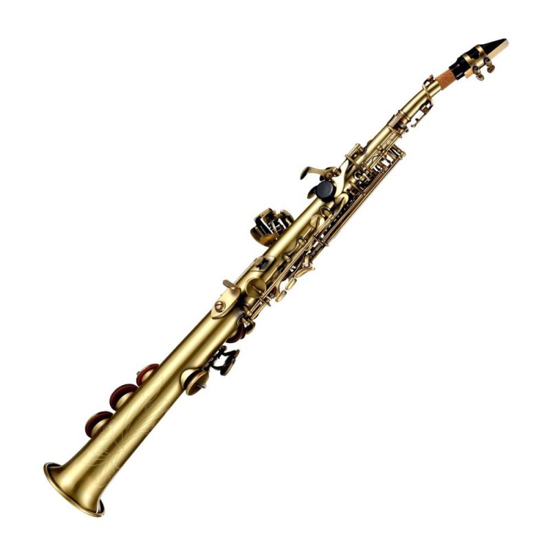 Woodwinds |   Professional Brass Straight Bb Soprano Saxophone Nickel Plated Sax Gold Musical Instruments Gold