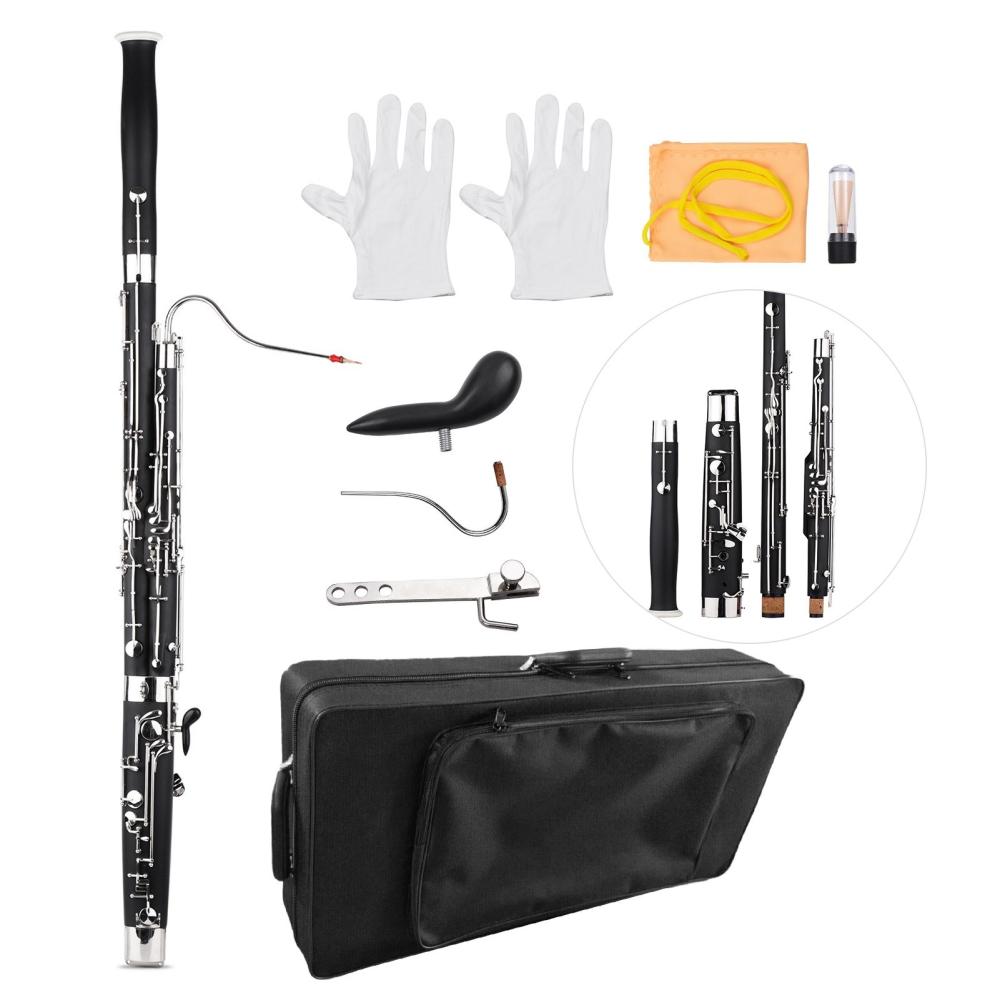 Woodwinds |   Professional C Key Bassoon: Crafted from Synthetic Wood with Silver & Nickel-Plated Cupronickel Keys Black Musical Instruments Black