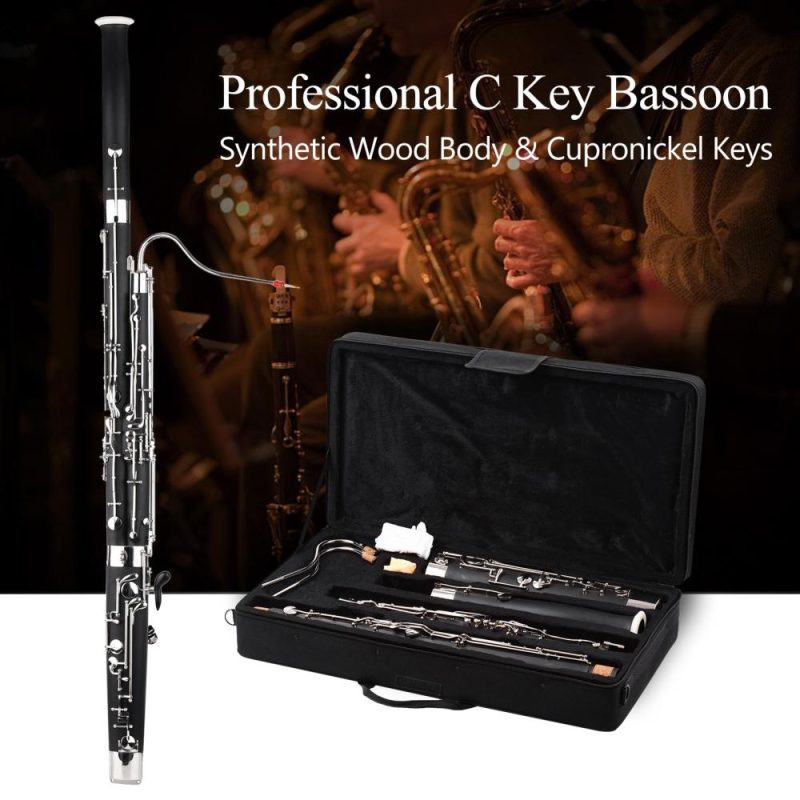 Woodwinds |   Professional C Key Bassoon: Crafted from Synthetic Wood with Silver & Nickel-Plated Cupronickel Keys Black Musical Instruments Black