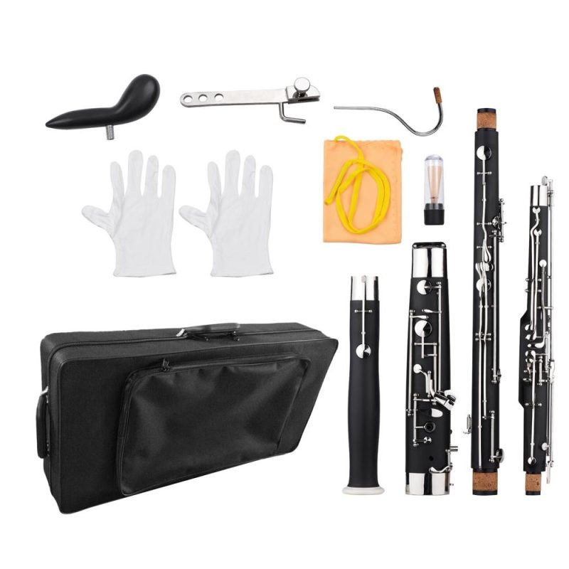 Woodwinds |   Professional C Key Bassoon: Crafted from Synthetic Wood with Silver & Nickel-Plated Cupronickel Keys Black Musical Instruments Black