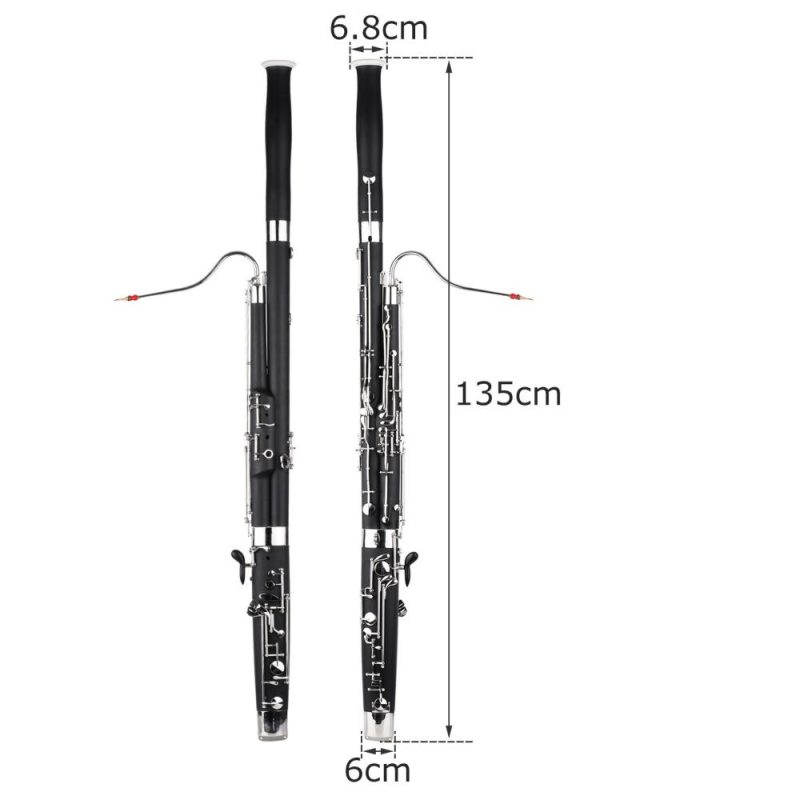 Woodwinds |   Professional C Key Bassoon: Crafted from Synthetic Wood with Silver & Nickel-Plated Cupronickel Keys Black Musical Instruments Black