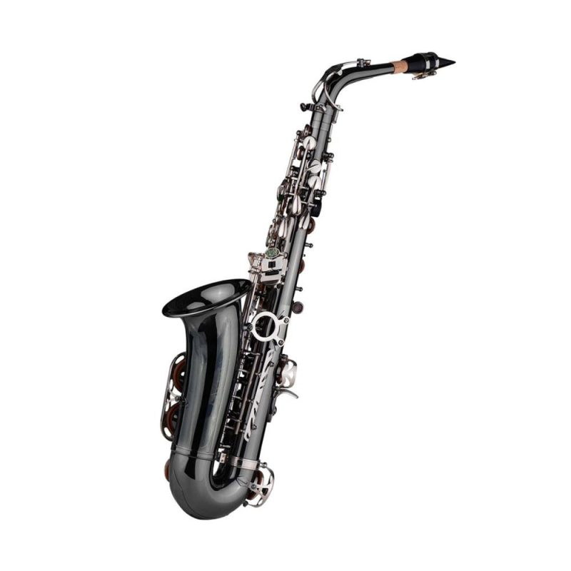 Woodwinds |   Professional Eb Alto Saxophone: High-Quality Brass, Black Nickel Plating, Abalone Shell Keys Grey Musical Instruments Grey