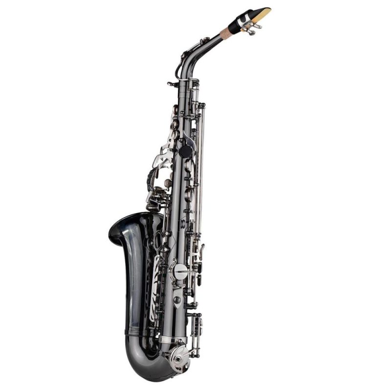 Woodwinds |   Professional Eb Alto Saxophone: High-Quality Brass, Black Nickel Plating, Abalone Shell Keys Grey Musical Instruments Grey