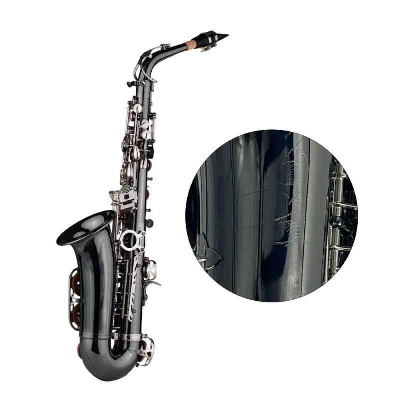 Woodwinds |   Professional Eb Alto Saxophone: High-Quality Brass, Black Nickel Plating, Abalone Shell Keys Grey Musical Instruments Grey