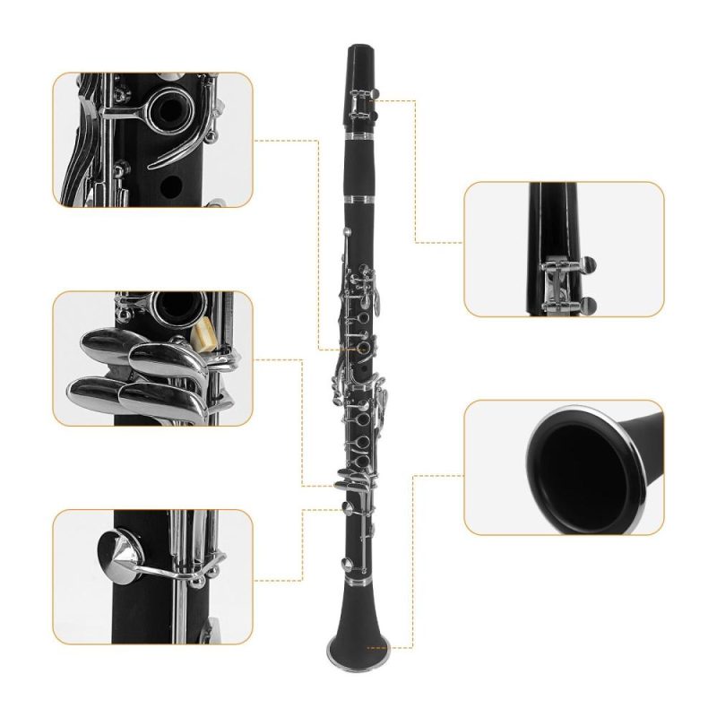 Woodwinds |   Professional Ebonite Bb Clarinet Set: Complete Accessories Included Black Musical Instruments Black