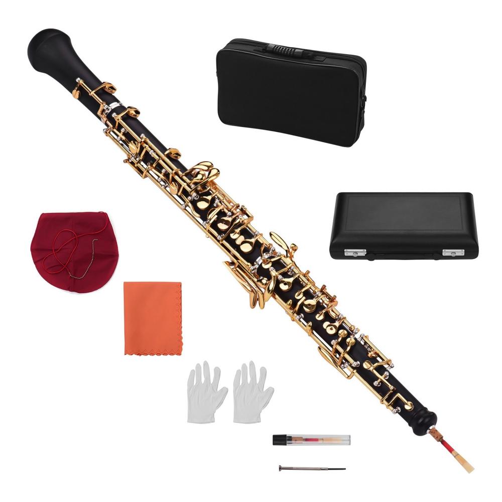 Woodwinds |   Professional Oboe C Key Semi-automatic Style Silver-plated Keys Woodwind Instrument Gold Musical Instruments Gold