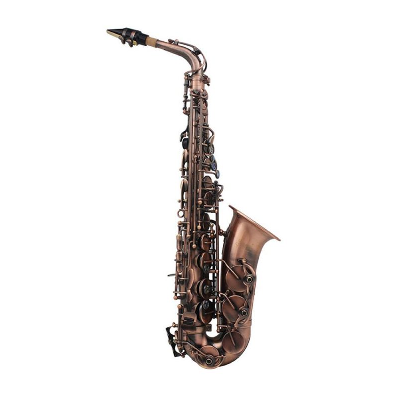 Woodwinds |   Professional Red Bronze Bend Eb E-flat Alto Saxophone Sax Abalone Shell Key Carve Pattern with Case Gloves Cleaning Cloth Straps Brush Brown Musical Instruments Brown