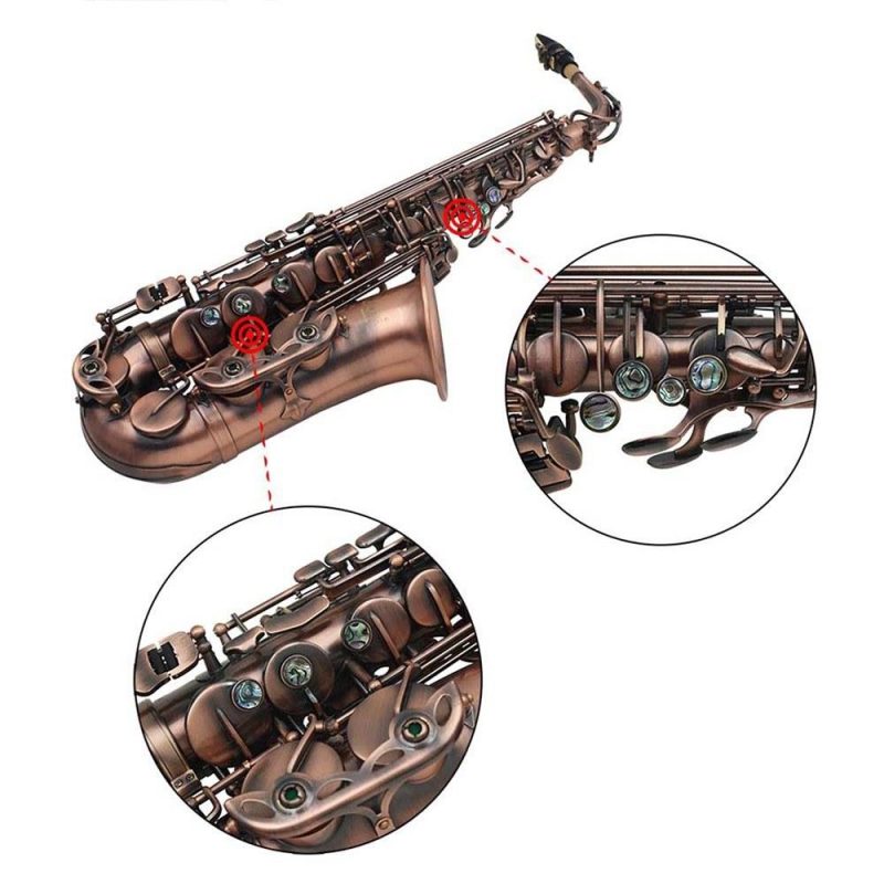 Woodwinds |   Professional Red Bronze Bend Eb E-flat Alto Saxophone Sax Abalone Shell Key Carve Pattern with Case Gloves Cleaning Cloth Straps Brush Brown Musical Instruments Brown