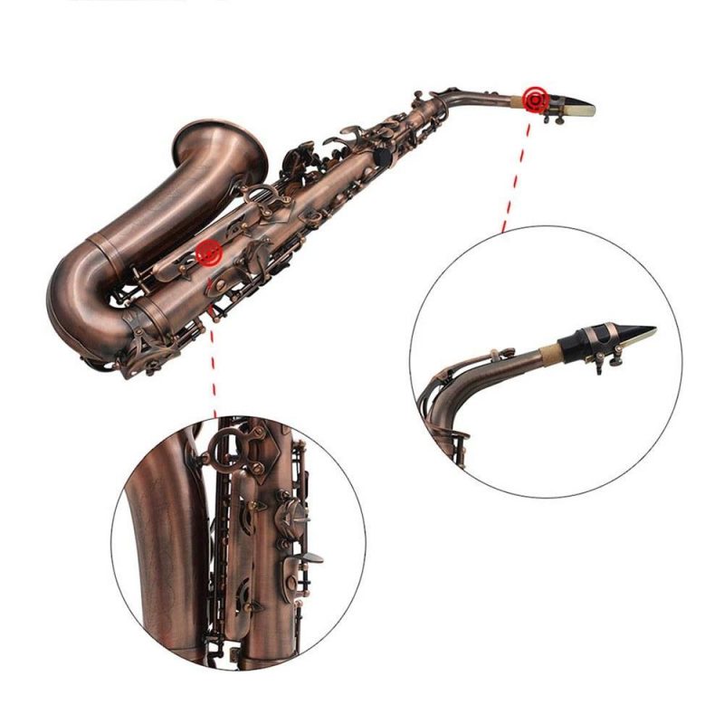 Woodwinds |   Professional Red Bronze Bend Eb E-flat Alto Saxophone Sax Abalone Shell Key Carve Pattern with Case Gloves Cleaning Cloth Straps Brush Brown Musical Instruments Brown