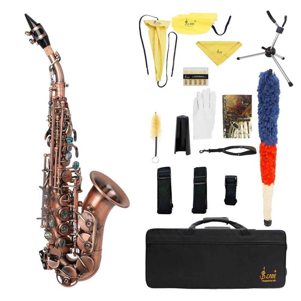 Woodwinds |   Red Antique Soprano Saxophone Bb Key Woodwind Instrument Brass Material Musical Instruments Woodwinds