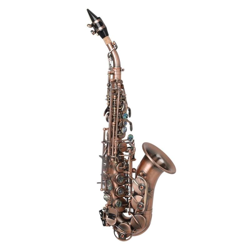 Woodwinds |   Red Antique Soprano Saxophone Bb Key Woodwind Instrument Brass Material Musical Instruments Woodwinds