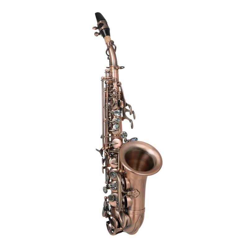 Woodwinds |   Red Antique Soprano Saxophone Bb Key Woodwind Instrument Brass Material Musical Instruments Woodwinds