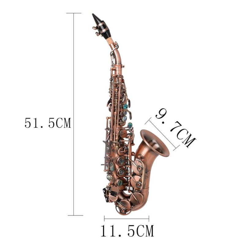 Woodwinds |   Red Antique Soprano Saxophone Bb Key Woodwind Instrument Brass Material Musical Instruments Woodwinds