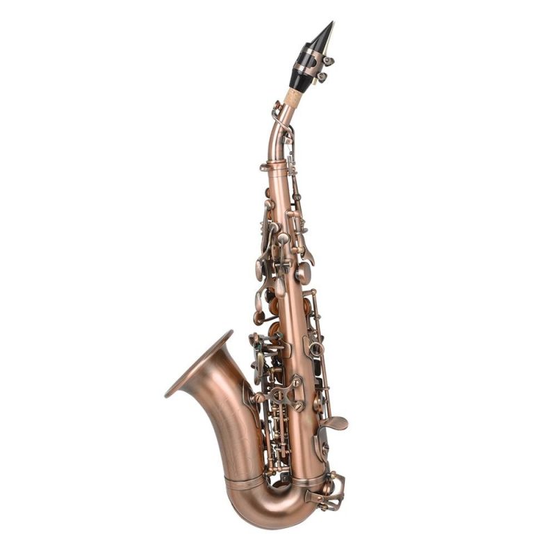 Woodwinds |   Red Antique Soprano Saxophone Bb Key Woodwind Instrument Brass Material Musical Instruments Woodwinds