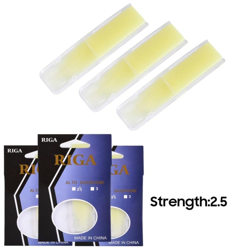 Woodwinds |   RIGA 3pcs Alto Saxophone Reeds Sax Resin Reed Saxophone Accessories Strength 1.5 Yellow Musical Instruments Woodwinds