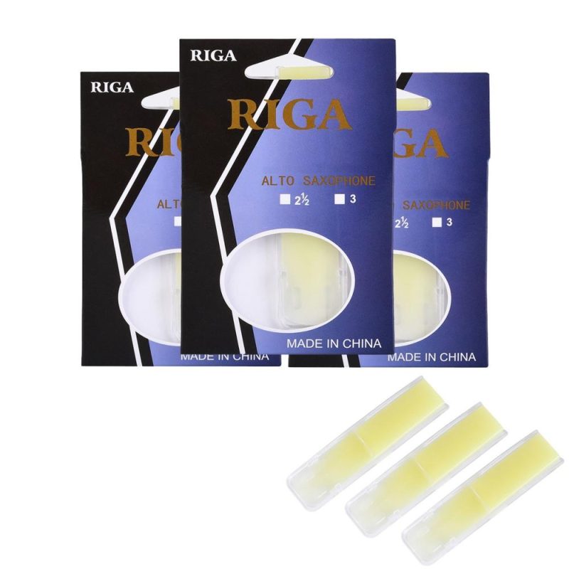 Woodwinds |   RIGA 3pcs Alto Saxophone Reeds Sax Resin Reed Saxophone Accessories Strength 1.5 Yellow Musical Instruments Woodwinds