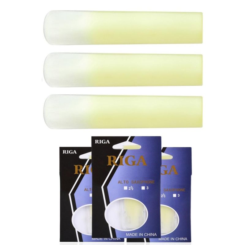 Woodwinds |   RIGA 3pcs Alto Saxophone Reeds Sax Resin Reed Saxophone Accessories Strength 1.5 Yellow Musical Instruments Woodwinds