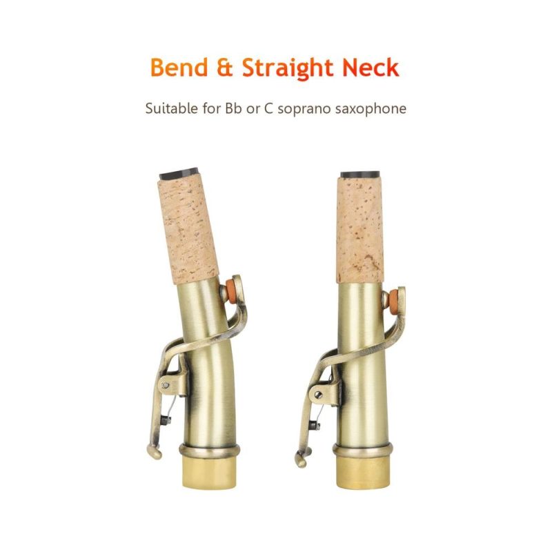 Woodwinds |   Saxophone Neck 16.7mm Diameter Connector Brass Green Lacquered Saxophone Bend & Straight Neck Sax Parts Accessories for Soprano Sax Green Musical Instruments Green